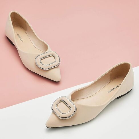 C.Paravano أحذية نسائية مسطحة I Women Pumps I أحذية مسطحة بيضاء للنساء أحذية مسطحة بمقدمة مدببة أنا سهلة الارتداء أحذية الباليه المسطحة (مقاس 6، كريستال أبيض) in Saudi Arabia
