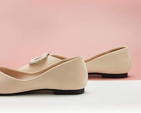 C.Paravano أحذية نسائية مسطحة I Women Pumps I أحذية مسطحة بيضاء للنساء أحذية مسطحة بمقدمة مدببة أنا سهلة الارتداء أحذية الباليه المسطحة (مقاس 6، كريستال أبيض) in Saudi Arabia
