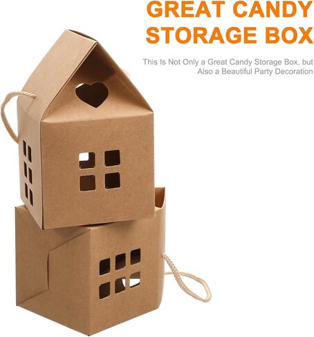 FOMIYES 10 قطع من صناديق الحلوى على شكل منزل عيد الميلاد مع حبل، صناديق ورق حلوى البسكويت، حقائب هدايا محمولة، صناديق حلوى متعددة الوظائف لحفلات الزفاف لصالح مستلزمات تعبئة الهدايا in Kuwait