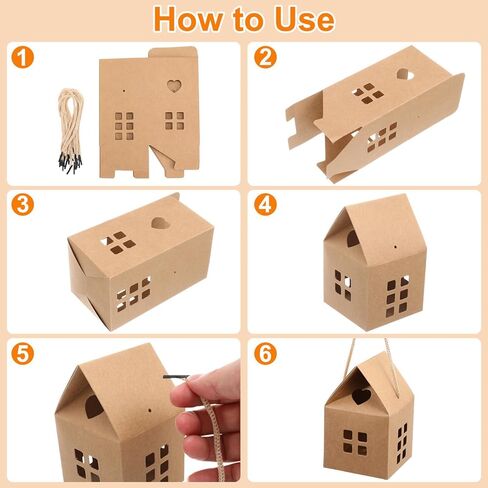 FOMIYES 10 قطع من صناديق الحلوى على شكل منزل عيد الميلاد مع حبل، صناديق ورق حلوى البسكويت، حقائب هدايا محمولة، صناديق حلوى متعددة الوظائف لحفلات الزفاف لصالح مستلزمات تعبئة الهدايا in Kuwait