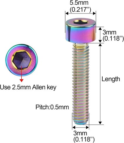 5 قطعة M3 3 مللي متر المقبس رئيس التيتانيوم عرافة المسمار TC4 سبيكة (M3x20mm الذهب بأكسيد) in Kuwait