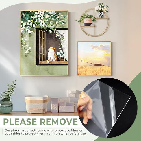 10 Pack PET Plexiglass Sheets 12 x 12 x 0.04 in, Transparent Acrylic Sheets, Thin Plexiglass Panels Cut to Size, Flexible Plastic Sheets for Crafts, Arts, Painting, Signs, Picture Frame in Kuwait