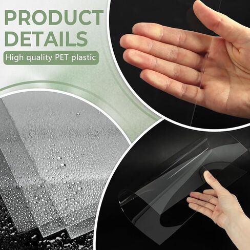 10 Pack PET Plexiglass Sheets 12 x 12 x 0.04 in, Transparent Acrylic Sheets, Thin Plexiglass Panels Cut to Size, Flexible Plastic Sheets for Crafts, Arts, Painting, Signs, Picture Frame in Kuwait