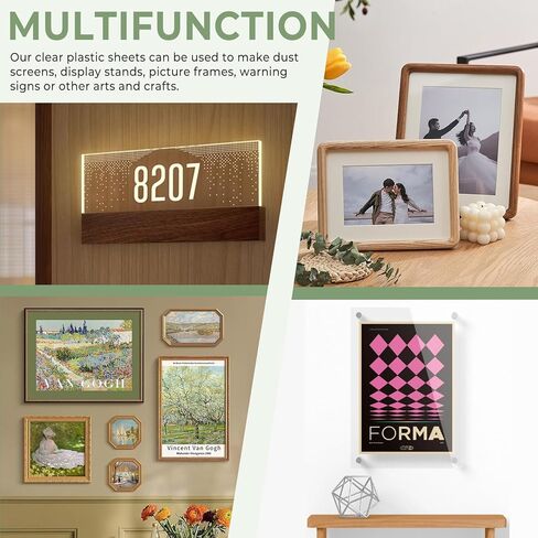 10 Pack PET Plexiglass Sheets 12 x 12 x 0.04 in, Transparent Acrylic Sheets, Thin Plexiglass Panels Cut to Size, Flexible Plastic Sheets for Crafts, Arts, Painting, Signs, Picture Frame in Kuwait