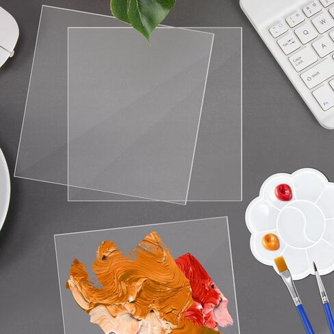 10 Pack PET Plexiglass Sheets 12 x 12 x 0.04 in, Transparent Acrylic Sheets, Thin Plexiglass Panels Cut to Size, Flexible Plastic Sheets for Crafts, Arts, Painting, Signs, Picture Frame in Kuwait