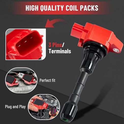 CarBole UF617 Ignition Coil Spark Plug Set Replacement for 2009-2019 Nissan 370Z Infiniti G37 3.7L, OE Part Number UF-617 GN10430 C1788 C750 C-750 (Pack of 6) in Saudi Arabia