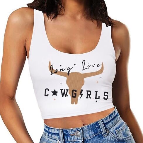 Cowgirl Crop Top Women Country Concert Tops Western Cowboy Tank Tops Country Music Cami Sleeveless Tops in Saudi Arabia