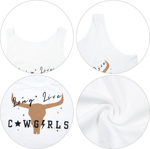 Cowgirl Crop Top Women Country Concert Tops Western Cowboy Tank Tops Country Music Cami Sleeveless Tops in Saudi Arabia