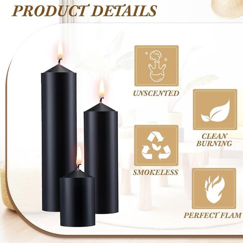 MTLEE 18 Pcs Set of 3 Pillar Candles Ivory Pillar Candle Bulk 2 in x 3, 6, 8 Long Burning Candles Clean Unscented Smokeless Pillar Candles for Wedding Emergency Lanterns Vigil Ceremony Party(White) in Saudi Arabia