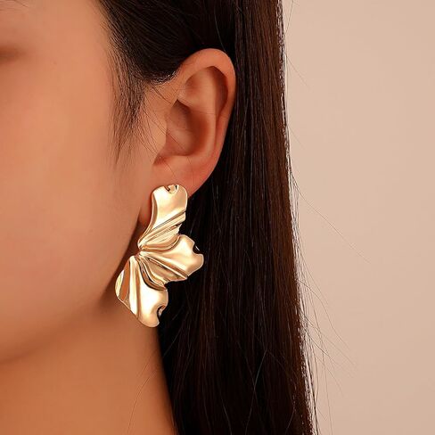 Gold Flower Earrings for Women Large Flower Dangle Studs Earrings Boho Gold Flower Butterfly Leaf Statement Earrings Chunky Floral Earrings Jewelry Gift for Women Girls in Kuwait