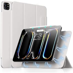 Aoub for iPad Pro 11 Inch Case（M4） 2024 5th Generation, Slim Trifold Stand Case with Magnetic Attachment, Supports Pencil Pro and Pencil(USB-C), Black