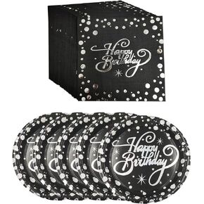Happy Birthday Plates and Napkins Party Supplies Set for 20 Guests,Birthday Tableware Set for Happy Birthday Table Decorations Supplies Party Dessert Plates Party Napkins