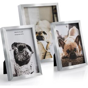 إطارات صور Afuly مقاس 5 × 7 مقاس 4 × 6 إطار صورة مكتبي مجموعة من 3 قطع مقاس 5 × 7 4 × 6 لعرض الصور على الحائط على سطح الطاولة ديكور منزلي حديث هدايا زفاف لأعياد الميلاد لأصدقاء العائلة، فضي in Kuwait