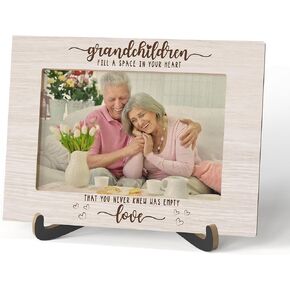 Grandparents Photo Frame - Grandchildren Fill A Space In Your Heart Wooden Tabletop Picture Frame with Stand - New Grandma Grandpa Gifts, Grandparents Day Birthday Gifts -A22