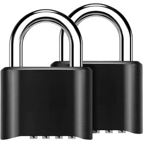 Combination Lock Indoor and Outdoor Padlock, Combination Lock Resettable 4 Digit Padlock with Combination (Black,2Pcs)