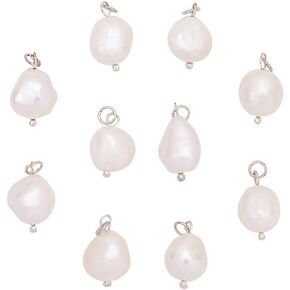 PH PandaHall 10pcs Freshwater Pearls Dangles Charms Pendant Natural Pearl Beads Charms for Bracelet Necklace Jewelry Making
