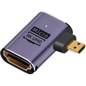 CY 8K Cable Right Angled Micro HDMI Male to HDMI 2.1 Female UHD Extension Gold Converter Adapter Support 8K 60hz HDTV