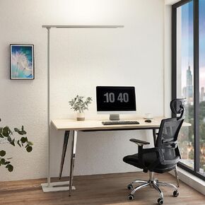 100W LED Floor Lamp, 76.6'' Dimmable 4000K 10400LM Natural Daylight Eye-Caring Standing Lamp for Office Living Room Bedroom Studying Room Reading Nursery Piano