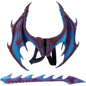 MANO Halloween Dragon Costume Cosplay Carnival Wings Tail Accessory for Kids（Purple）