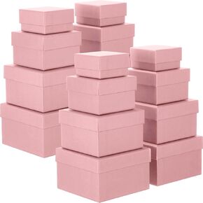 Yahenda 16 Pack Square Nesting Gift Boxes with Lids 4 Assorted Sizes Gift Boxes with Lids for Halloween Christmas Gift Wedding Bridal Shower Birthday Party Favor Boxes(Black)