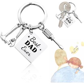 Gifts for Dad Fathers Day Gift Keychain, Metal Fathers Day Keychain Best Dad Ever Keychain From Daughter Son Kids for Fathers Day Birthday Gift, Repair Tool Keychain for Father's Day Dad Gifts