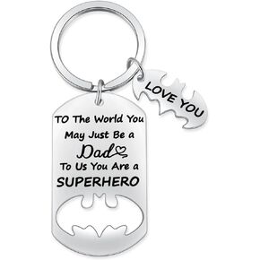Father's Day Keychain Gifts for Dad Superhero Daddy Keyring for Father from Daughter Son Best Dad Ever Gift Ideas from Kids Birthday Christmas Valentines Day Jewelry for Papa