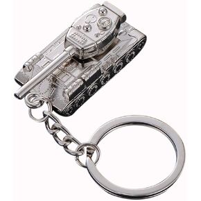 Men's Cool Tank Key Ring Pendant/Purse Ornament Key Chain Key Ring, Tank Can be Rotated (Silver Color)