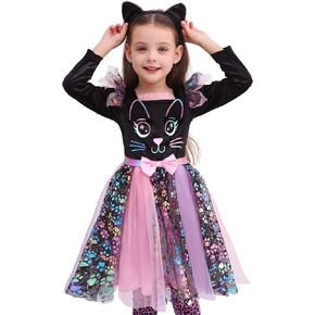Lingway Toys Cute Cat Dress Costume for Girls,Cat Halloween&Themed Party Cosplay Animal Dress