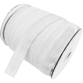 Abbaoww 50 Yards Elastic Foldover Ribbon 3/4 Inch, Soft Fold Over FOE Elastic for Hair Ties Headbands Hair Bows Binding Sewing Trim, Black