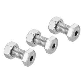 PATIKIL M10x35mm Hollow External Hexagon Screw, 3 Set Cylindrical Lamp Threading Socket Screws Through Hole Bolt with Nut 304 Stainless Steel