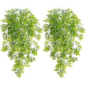 2Pcs Artificial Hanging Plants Fake Plants for Decor Greenery Vine Plant Rattan for Home, Office, Wedding, Indoor/Outdoor Decor Artificial Plant