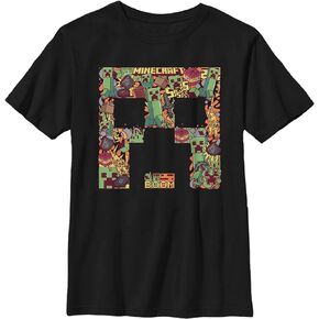 Fifth Sun Minecraft Creeper Face Collage Boys Husky Short Sleeve Tee Shirt