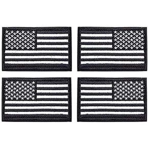 Antrix 4 Pcs Black Gray Regular and Reversed American US USA Flag Embroidered Patch Tactical Military United States of America Uniform Emblem Applique Iron On Sew On Patch for Backpacks Cap Hat
