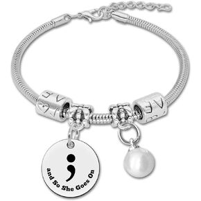 Mental Health Gifts for Women Semicolon Bracelet Inspirational Gifts for Depression Suicide Prevention Gifts Birthday Gifts for Sister Friends Daughter Motivational Gifts for Coworker Positive Gifts