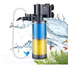 Aquarium Fish Tank Filter,Submersible Fish Tank Filter with Pump, Power Filter for Fish Tanks, Aquariums, Ponds. with 3 Stage Filter Media and Strong Suction Cups (60-150gallon&Height 16inch)