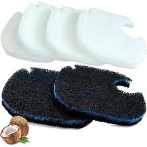 Replacement Cotton White Floss Pads and Activated Carbon Sponge Bio Filter Pads Refill Kit for AMOSIJOY Aquarium Canister Filter, Compatible with Coospider-repta Canister Filter