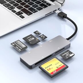 6-in-1 USB3.0 Multi Card Reader, USB 3.0 Memory Card Reader for SD SDXC SDHC Micro SD CF XD M2 MS MMC Camera Memory Card, Multi USB Card Reader/Writer(5Gbps) SD Card Reader for Windows,Mac OS,Linux