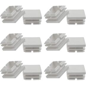 12Pack 19mm (3/4 Inch) Square White Plastic Plug, Square Tubing End Caps, Tubing Post End Cap for 1/2" to 11/16" Square Tubing (White)