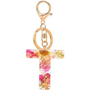 Initial Letter Keychains Flower Butterfly Pink Keychain Birthday Gifts for Women Bling Keychain For Backpack Wallet