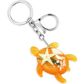 Turtle Keychain, Sea Turtle Keyring Beach Keychain with Clasp Purse Charm 3D Turtle Ocean Animal Birthday Gift