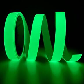 Glow in The Dark Tape,Self Luminescent,Bright Fluorescent Tape-Luminous Signs for Night Decoration,Markers Stairs,Outdoor Markings,Wall, Floor(33 Ft x 1/2 Inch)