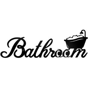 Kas Home Metal Bathroom Wall Decor, Rustic Bathroom Letter Signs Bathtub Wall Art Hanging Decorations for Home Bedroom Hotel Decor (Black-b2, 5x15.7 inch)