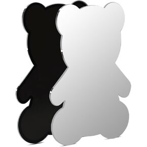 Magnetic Locker Mirror, 7x9inch Cute Bear Decoration Acrylic Mirror Sleek Frameless Non-Glass Safety Mirror for School Locker, Bathroom, Household Refrigerator or Office Cabinet.