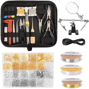 Giwaelro Jewelry Making Kit for Adults, Jewelry Making Supplies with Jewelry Making Tools, Jewelry Pliers, Jewelry Wires, Findings, Necklace Chains, Magnifier and Storage Bag