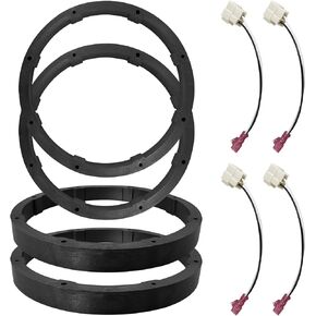 4 Pcs Universal 6.5 inch Solid Speaker Spacers, Car Stereo Speaker Spacer Mounting Ring Adapter with Wire Harness Connector for Auto, Car, Boats, Trucks