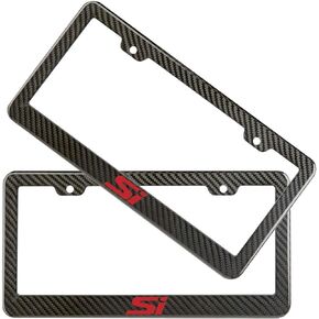 2pcs Set Honda Civic Si License Plate Frame Carbon Fiber Look Style Plastic