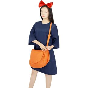 أزياء أنيمي التأثيرية لفستان الساحرة كيكيس مع حقيبة متوسطة الأكمام ملابس حريمي أزرق داكن S-L in Kuwait