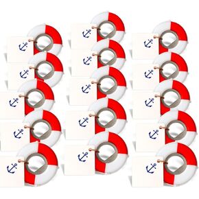 PartyTalk 50pcs Nautical Wedding Favors Lifesaver Bottle Opener with Anchor Tags and String Beach Wedding Gifts Nautical Baby Shower Birthday Party Decorations