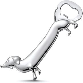 Dachshund Sausage Dog Bottle Opener Beer Opener, Funny Novelty Cute Wiener Dog Doxie Gifts, Silver
