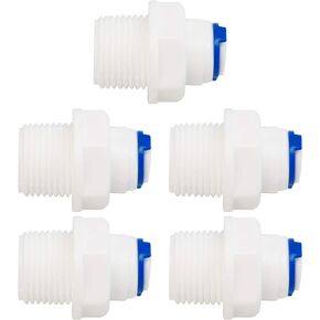 uxcell 5pcs 3/8 Inch BSP Male to 1/4 Inch OD Straight Quick Connect Water Purifiers Tube Fittings Push Connector Water Hose for RO Reverse Osmosis Systems